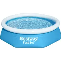 Bestway Fast Set 57448, Inramad / uppblåsbar pool, Barn och vuxen, Blå, Vit, 4,84 kg