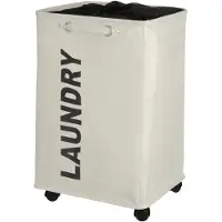 SmartaSaker Tvättkorg på hjul, Laundry, Ljusbeige