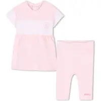 BOSS for girl. J52188 Pink dress and leggings set (9meses= 71cm), Casual, Cotton, Short sleeve, children's fashion