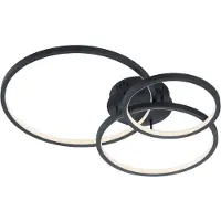 TRIO Lighting Smart taklampa Aaron, dimbar, Svart, Vardagsrum / matsal, Metall, Modern, Smarta hem taklampa