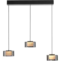 Paul Neuhaus Glas pendellampa Rika, dimbar, Svart, Vardagsrum / matsal, Glas, Modern, Pendellampa