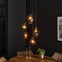 Zijlstra Glas pendellampa Lord-Nigel, dimbar, Aluminium / grå / zink, Vardagsrum / matsal, Glas, Pendellampa