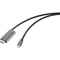 Speaka Professional USB-C / HDMI Adapterkabel USB-C-kontakt, HDMI-A-kontakt, USB-C uttag 2.00 m Svart SP-12876348 4K UHD, med laddningsuttag,