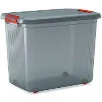 Kis 237491 Förvaringslåda K Latch stapelbar (B x H x D) 590 x 450 x 390 mm Rökgrå, Genomskinlig 1 st