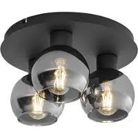 QAZQA Smart taklampa svart med rökglas 3-ljus inkl. WiFi A60 - Vidro