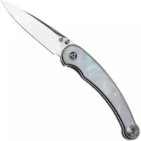 QSP Knife Dolphin 161-C Polished 14C28N, White Pearl Shell, pocket knife