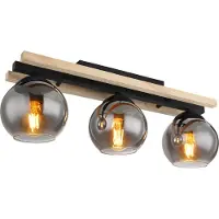 Globo Taklampa Conni, dimbar, Aluminium / grå / zink, Vardagsrum / matsal, Trä, Taklampa