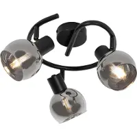 QAZQA Smart takspotlight svart med rökglas 3-ljus inkl. WiFi P45 - Vidro