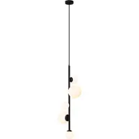 QAZQA Design Taklampa Svart med Frostat Glas 5-ljus - Vertical
