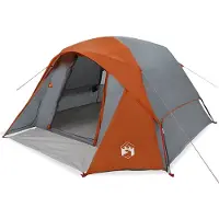 vidaXL Campingtält 4 personer grå och orange vattentätt