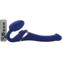 Strap-On-Me S - påspänningsbar, luftvågsvibrator - (blå)