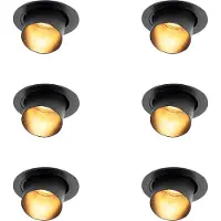 QAZQA Set med 6 moderna infällda spotlights svart rund tiltbar - Installa