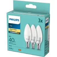 Philips Kronljus 40 W B35 E14 x3, 4,9 W, 40 W, E14, 470 LM, 15000 h, Varmvitt