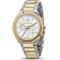 Maserati Stile 45 Mm Chro W/silver Dial Br Ss+yg Klocka