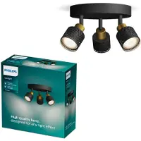 Philips Niall 8720169300156 Tak-spotlights GU10 Svart, Guld