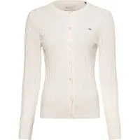 Gant för kvinnor. 4800103 Off-white stickad cardigan i ecru (XXL), Vit, Casual, Bomull