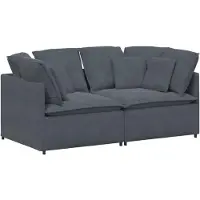 vidaXL Modulsoffa med dynor sammet mörkgrå