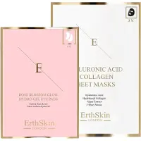 Erthskin London Hyaluronsyra- och kollagenmask - 3 ark + Rose Blossom Glow Hydro-Gel Eye Pads 5 X 2