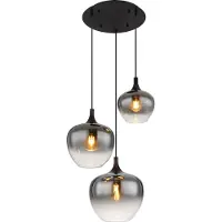 Globo Lighting Glas pendellampa Maxy, dimbar, Aluminium / grå / zink, Vardagsrum / matsal, Glas, Pendellampa