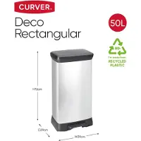 Curver Deco bin metallics 240643 soptunna 50 l (B x H x D) 390 x 720 x 290 mm - silver/svart (1 st.)