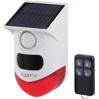Sygonix Mini-larmsystem Vit, Röd med LED, med rörelsesensor, med fjärrkontroll, med solcell, med WLAN 120 dB SY-6515320