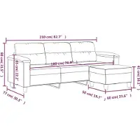 vidaXL 3-sitssoffa med fotpall svart 180 cm mikrofibertyg