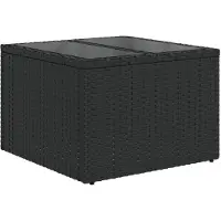 vidaXL Trädgårdsbord med glasskiva svart 55x55x37 cm konstrotting