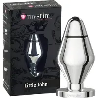 Mystim Little John - liten analplugg för elektrosex (silver)