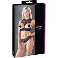 Cottelli Half-Cup Spets-BH Set - Black - L - Black