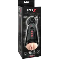 PDX Elite Dirty Talk - vibrerande konstgjord vagina masturbator (svart)