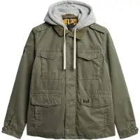 Superdry för män. M5012168A Rookie Field Hooded Jacka Grön (L), Casual, Bomull