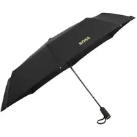 BOSS Monogram-canopy pocket umbrella in black and gold