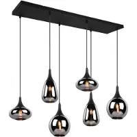 TRIO Lighting Glas pendellampa Lumina, dimbar, Svart, Vardagsrum / matsal, Glas, Pendellampa