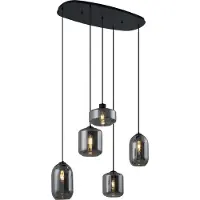 QAZQA Modern pendellampa svart med rökglas 5-ljus - Sheena