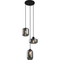 QAZQA Modern pendellampa svart med rökglas 3-ljus - Sheena