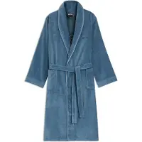 BOSS Cotton dressing gown with piping and embroidered branding