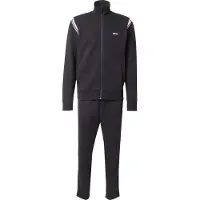 BOSS Stretch-cotton sweatshirt with zip and stripe details