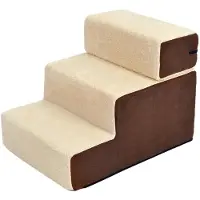 Aosom Plysch Hundtrappa 3 Steg Beige 54x40x39cm