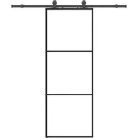 vidaXL Skjutdörr med beslag svart 76x205 cm ESG-glas