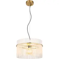Globo Lighting Glas pendellampa Gorley, dimbar, Mässing / guld, Vardagsrum / matsal, Glas, Pendellampa