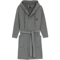 BOSS Hooded bathrobe in cotton jersey with Double B monogram