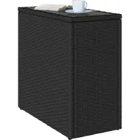 vidaXL Trädgårdsbord med glasskiva svart 58x27,5x55 cm konstrotting