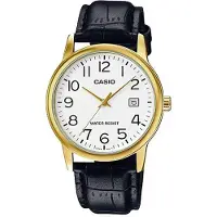 Casio Klocka - - MTPV002GL-7B2 - Guldläder - Japansk kvarts - Vattentät 30m