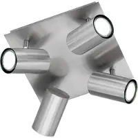 TRIO Lighting Takspotlight Dora med fyra ljuskällor DORA, dimbar, Aluminium / grå / zink, Vardagsrum / matsal, Metall, Modern, Halogen spots