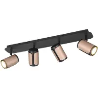 TRIO Lighting Takspotlight Gillan, coffee, 4 lampor, metall, GU10 dimbar, Svart, Vardagsrum / matsal, Metall, Modern, Spotlight