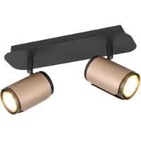 TRIO Lighting Takspotlight Gillan, kaffe, 2 lampor, metall, GU10 dimbar, Svart, Vardagsrum / matsal, Metall, Modern, Spotlight