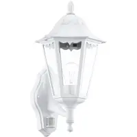 Eglo Utomhusvägglampa Navedo, vit, höjd 42 cm, metall, rörelsesensor Navedo, Vitt / opal, Aluminium / grå / zink, Antik, Utomhusvägglampa