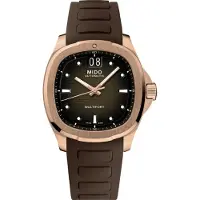 Mido Helmsman-serien TV-klocka Automatisk Mekaniskt Urverk 100 Meter Vattentålig Herrklockor Brun Stål Gummi M049.526.37.291.00 Brown Watch Dial black
