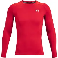 Under Armour Herrar HeatGear Kompression Långärmad T-Shirt, Röd (600)/Vit, X-Small