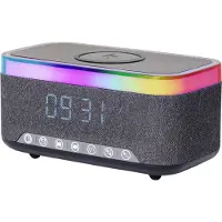 Gembird Digital väckarklocka med högtalare, trådlös laddning och RGB-nattlampa - Svart
